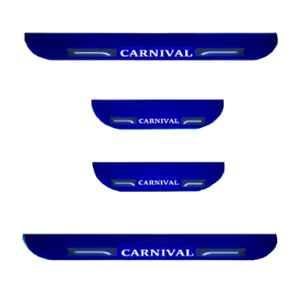Car Accessories Hub 4 Pcs Acrylic Black Sill Scuff Plate Set with Blue LED for Kia Carnival All Model