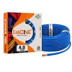 CabONE Lite 4 Sqmm Blue Single Core FR PVC Insulated CCA Copper Electrical Wire, Length: 90 m