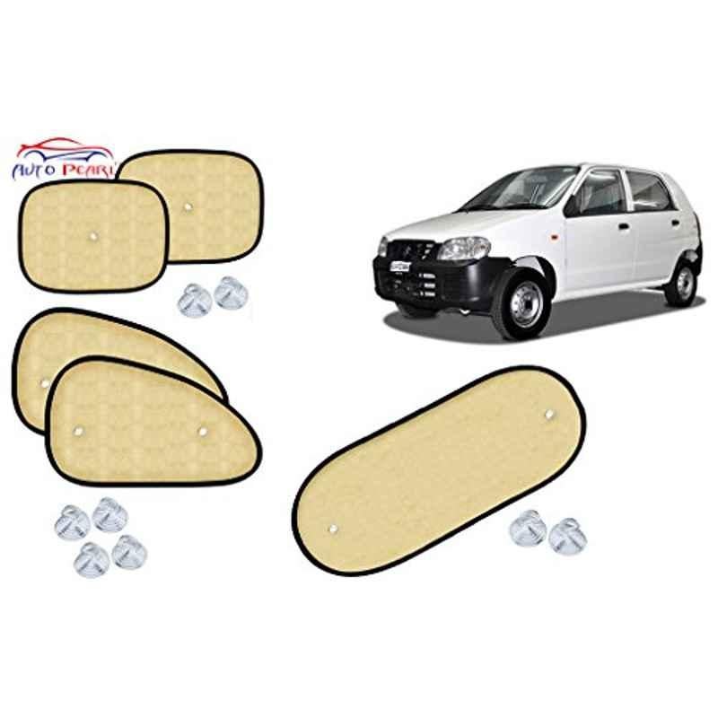 Auto Pearl 5 Pcs PVC & Mesh Beige Window & Rear Sun Shade Set for Maruti Suzuki Alto