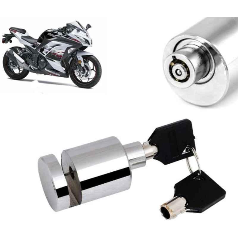 Auto Pearl Stainless Steel Silver Heavy Duty Anti Theft Motorcycle Disc Brake Lock, Lock-259