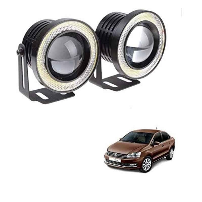 Kozdiko 2 Pcs 15W 3.5 inch High Power White LED Projector COB Fog Light Set with White Angel Eye Ring for Vento, koz_89417
