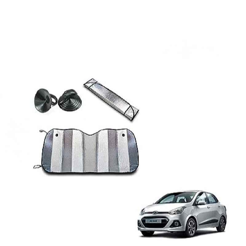 Kozdiko Aluminium Foil UV Protection Silver Windshield Sun Shade for Hyundai Xcent