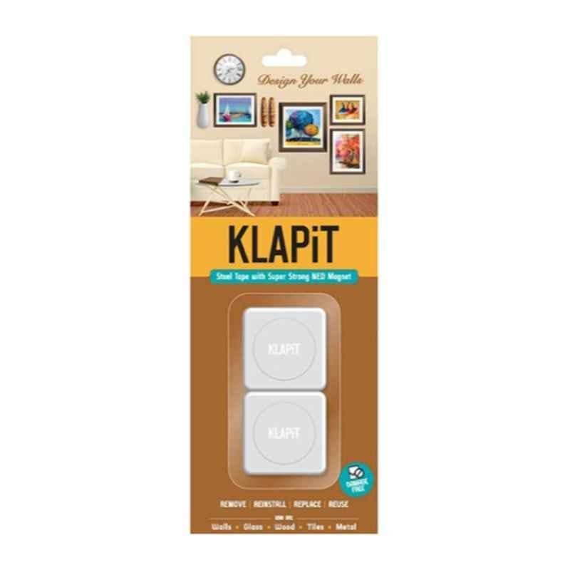 Klapit White Magnetic Picture Hanging Strips, (Pack of 2)