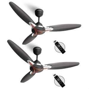 Longway Zephyr 28W 400rpm Smoked Brown BEE 5 Star 3 Blade BLDC Anti Dust Decorative Ceiling Fan with Remote Control, Sweep: 1200 mm (Pack of 2)