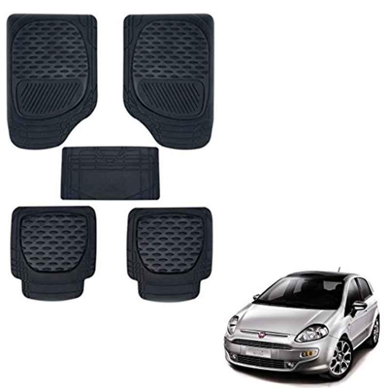 Kozdiko 6255TW 5 Pcs PVC & Rubber Black Car Mat Set for Fiat Punto Evo