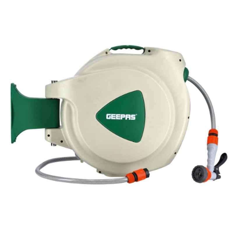 Geepas GWH59057 10m 1/2 inch Auto-Retracting Water Hose Reel with Level Track