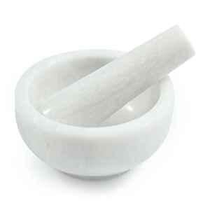 New Verma 5 inch Marble White Mortar & Pestle Set for Grinding Small Spices & Medicines