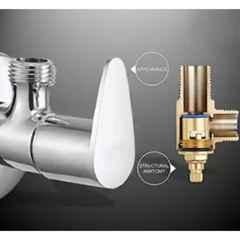 Senkiddpro Fusion Stainless Steel Chrome Finish Wall Mounted Angle Cock & 4x4 inch Square Overhead Shower Combo