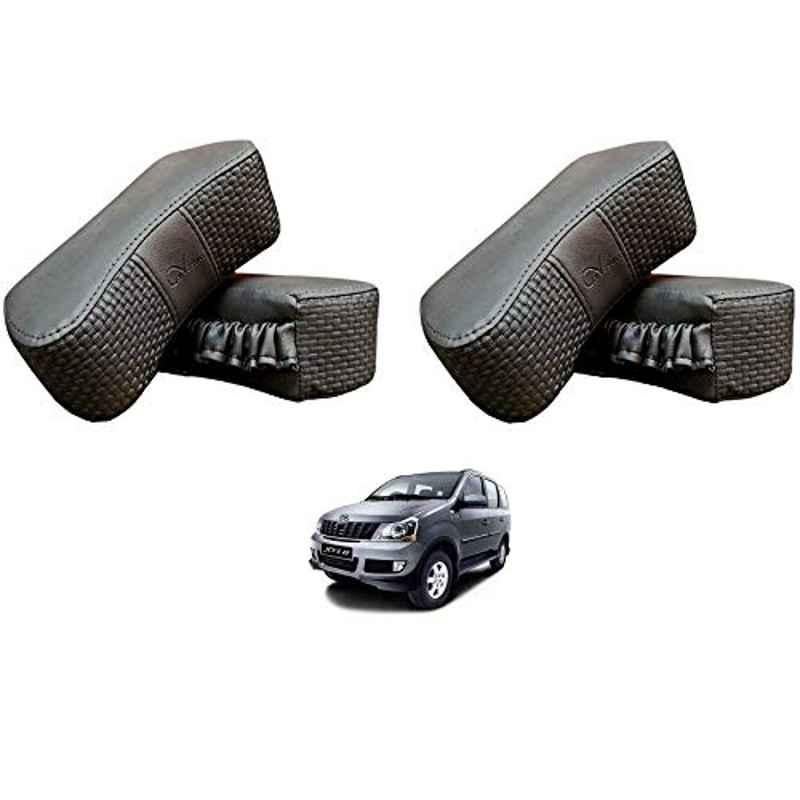 Kozdiko 4 Pcs CV Designer Grey Leatherite Neck Rest Car Cushion Pillow Set for Mahindra Xylo