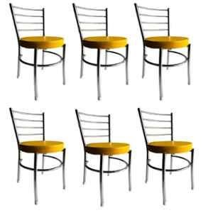 P P Chair Stainless Steel Chrome Finish Yellow Multipurpose Dining Chair (Pack of 6)