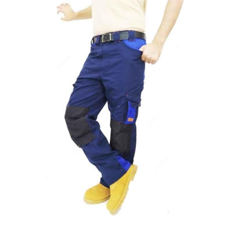 Empiral E106782801 Cotton Navy Blue & Royal Blue Cargo Pants, Size: XL