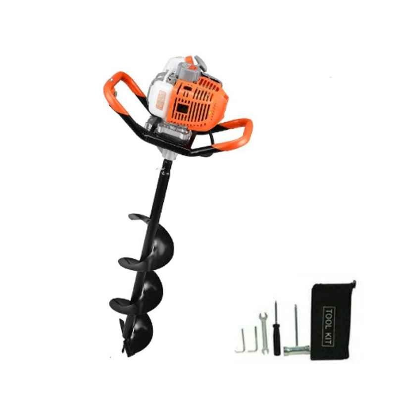 Rico Italy 2kW 63CC 2 Stroke Air Cooled Petrol Engine Black & Orange Earth Auger with 6 inch Drill