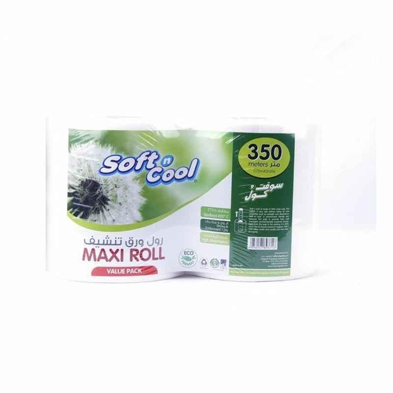 Hotpack Paper Maxi Roll, SNcmR1TW175VP, Soft n Cool, 1 Ply, 175 m, White, Twin Pack