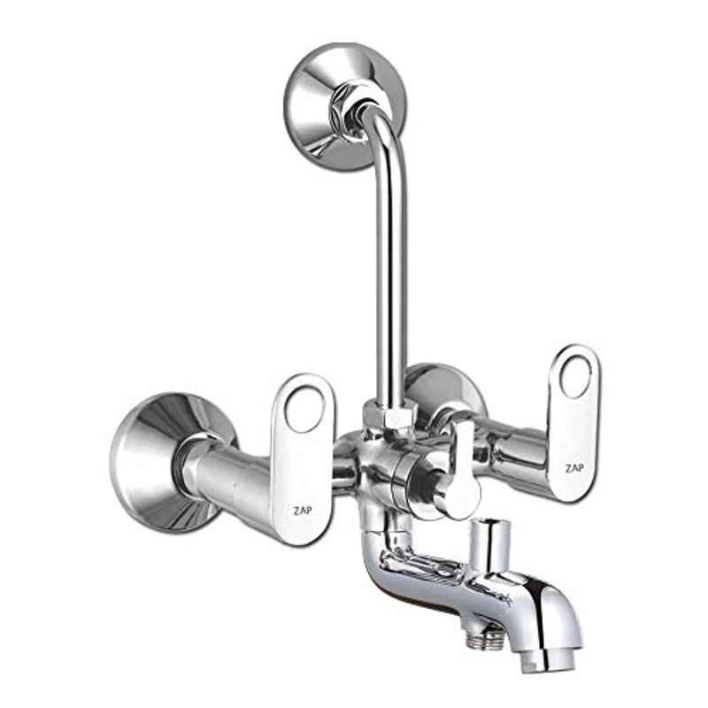 ZAP GEO1 Brass 3 In 1 Wall Mixer with Provision for Overhead Shower & 125mm Long Bend Pipe