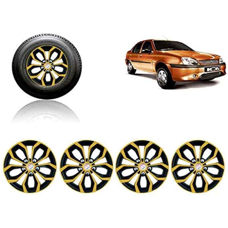 Auto Pearl 4 Pcs 13 inch ABS Golden & Black Car Wheel Cover Set for Ford Ikon