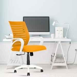 Rose Elite Mesh White & Orange Medium Back Ergonomic Chair