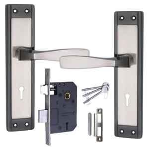 Atom Brass Black & Silver Finish 6 Lever Double Stage Heavy Duty Mortise Door Lock Set, 607KY