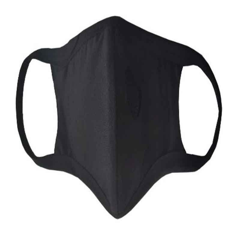 APS Cotton Reusable, Washable & Anti Pollution Black Face Mask, FM-04 (Pack of 10)