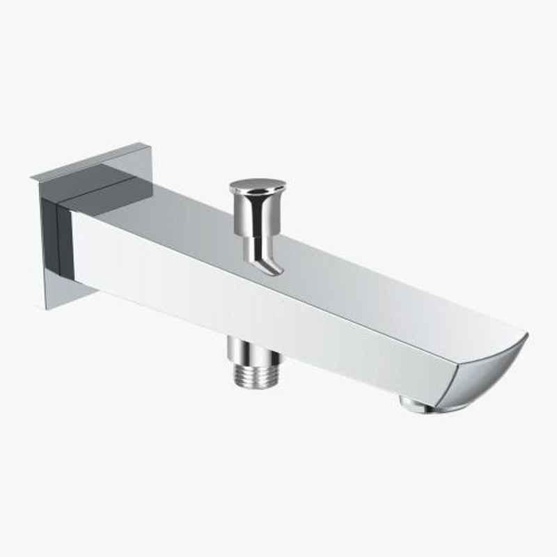 Kerovit Chime Silver Chrome Finish Bath Tub Spout with Diverter & Flange, KB911017