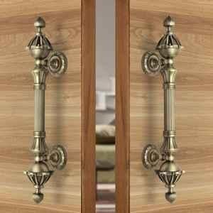 Plantex 14 inch Main Door Handle/Antique Pull-Push Handle for Main Door/3 Years Warranty Pack of 2 (S-136-Brass)