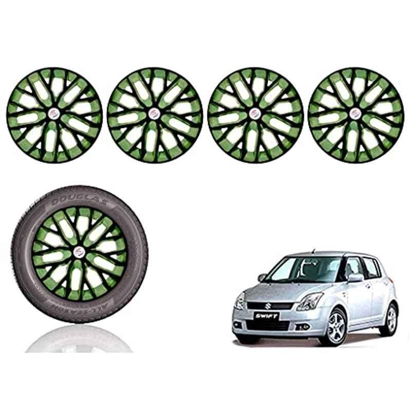 Auto Pearl 14 inch ABS Black & Green Press Type Car Hub Cap Wheel Cover for Swift Type 1