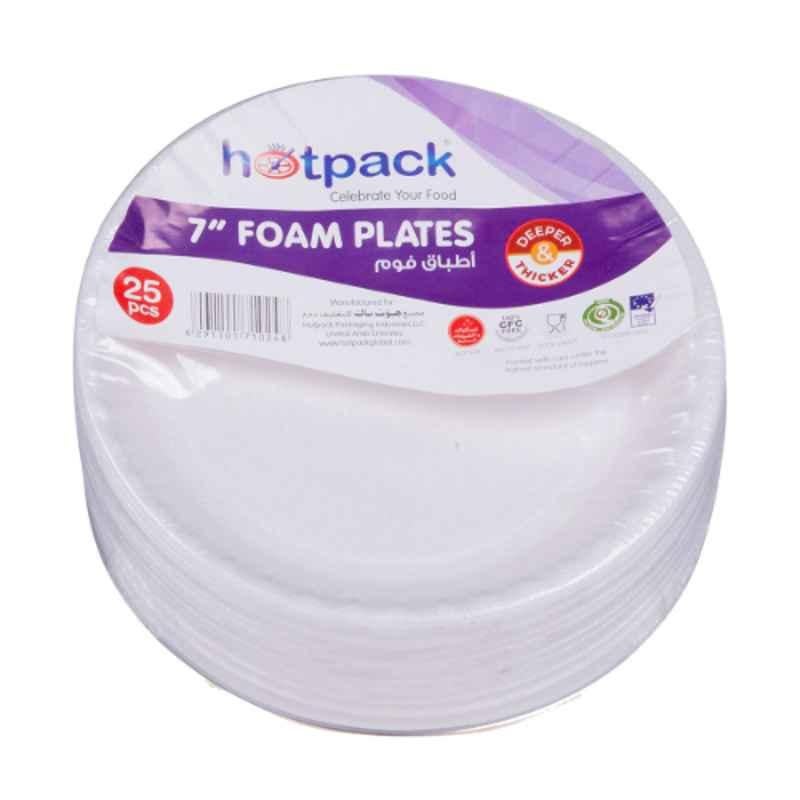 Hotpack 25Pcs 7 inch Foam Round Plate Set, RFP7PKT