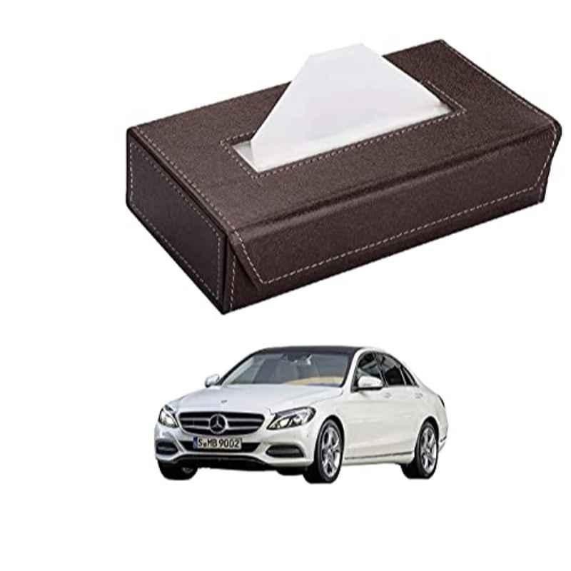 Kozdiko 100 Pulls PU Leather Brown Car Tissue Paper Box with 200 Sheets for Mercedes Benz C-Class