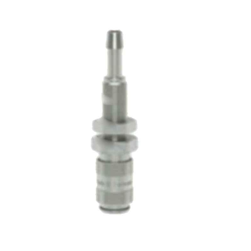Ludcke 4mm Plated ESMCN 4 TSVO Straight Through Coupling with Hose Barb & Bulkhead Screwing, Length: 51 mm