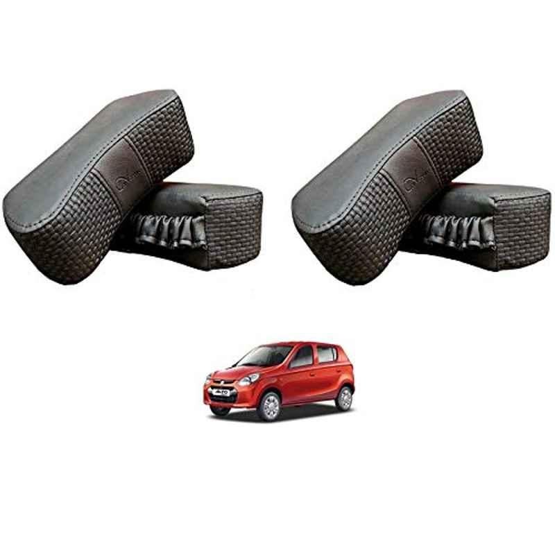 Kozdiko 4 Pcs CV Designer Grey Leatherite Neck Rest Car Cushion Pillow Set for Maruti Suzuki Alto 800