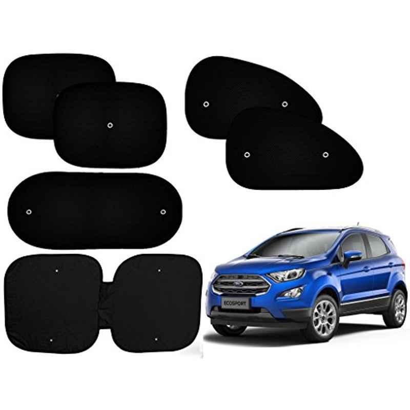 Auto Pearl 6 Pcs PVC & Mesh Black Window, Front & Rear Sun Shade Set for Ford Ecosport 2017