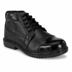 ArmaDuro AD1008 Leather Steel Toe Black Work Safety Shoes, Size: 8