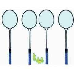 STYRKR 2 Pcs Alloy Steel Multicolour Badminton Racket Set of 4 with Three Shuttlecocks