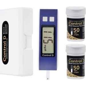 Control D CDB01 Blue Glucose Blood Sugar Testing Machine & Glucometer With 100 Strips