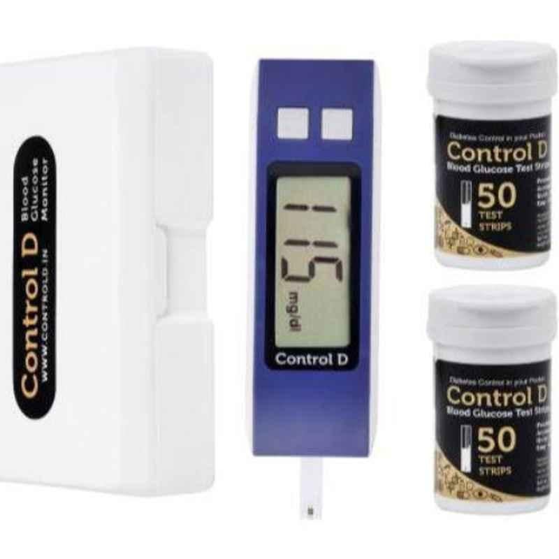 Control D CDB01 Blue Glucose Blood Sugar Testing Machine�& Glucometer With 100 Strips