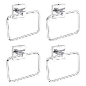 Aligarian Stainless Steel Chrome Finish Wall Mounted Square Solid Towel Ring (Pack of 4)