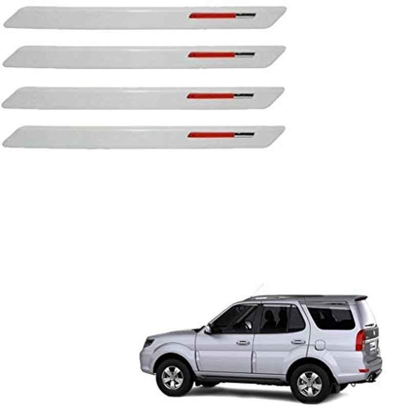 Kozdiko 4 Pcs White & Red Designer Car Bumper Protector Set for Tata Grand Dicor, KOZ-65613