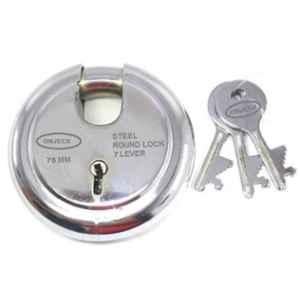 Ojass 75mm 7 Levers Stainless Steel Round Heavy Duty Pad Lock with 3 Keys, RPL751