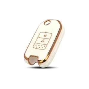 Flymaster Thermoplastic Polyurethane White TPU Car Key Cover, WHITE-TPURKE-25