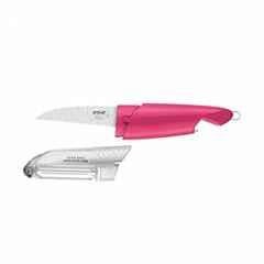 Kohe 176mm Stainless Steel Pink 3 in 1 Knife Cum Peeler with Bottle Opener, KP-301.1