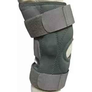 Kudize 2 Pcs Fabric Open Patella Hinged Grey Knee Brace Set for Men & Women, Size: M