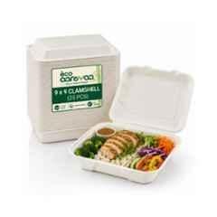 Eco Aaroyaa 9x9 inch Bagasse Clamshell (Pack of 25)