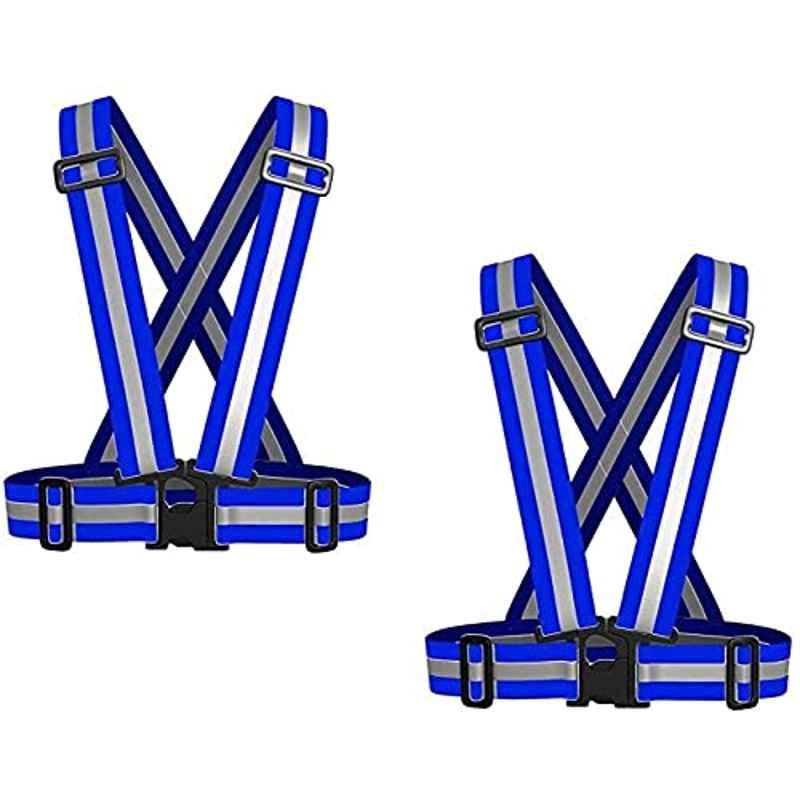 Aqson 2 Pcs Blue Adjustable Reflective Vest Belt with High Visibility Set