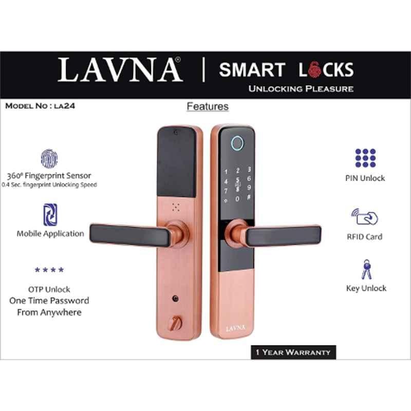 Lavna L-A24 Rose Gold Smart Digital Door Lock for Wooden Doors