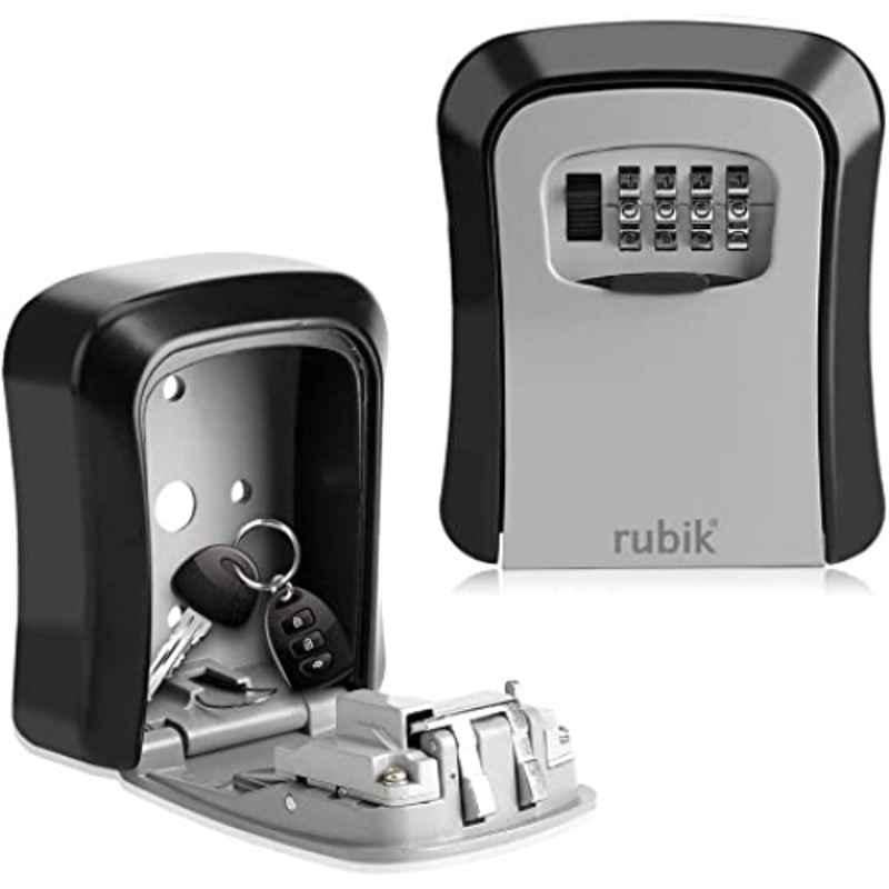Rubik 4cm Aluminium Grey & Black Key Storage Safe Box, RBV1RPABGS