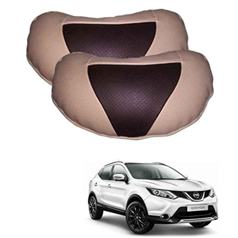 Kozdiko 2 Pcs Brown & Beige Neck Rest Set for Nissan NA, koz_37906