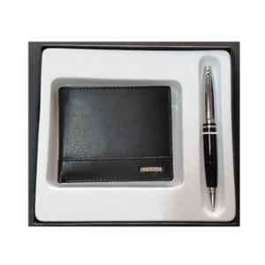 Cross Calais Black Ink Metal Ball Pen with Leather Wallet Set, ACC295/112-2