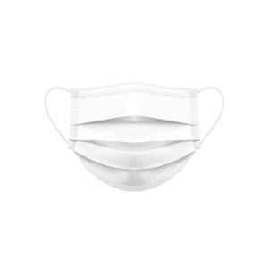 Kausta 3 Ply Non-Woven White Face Mask with Nose Pin (Pack of 100)
