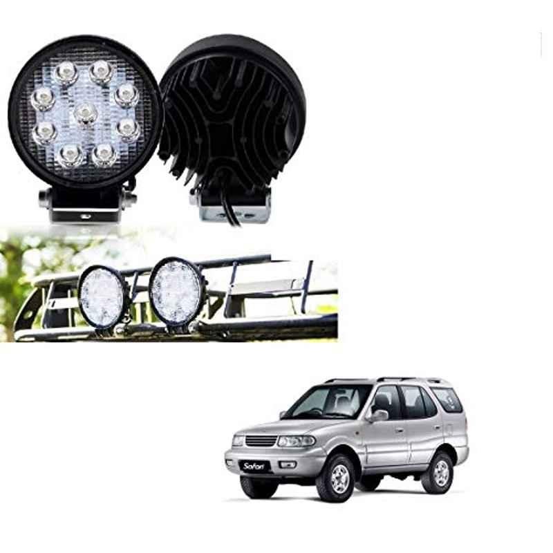 Kozdiko 2 Pcs 27W 4 inch 9 LED Waterproof Round White Fog Light Set with Mounting Brackets for Tata Safari Dicor, kozd_19961