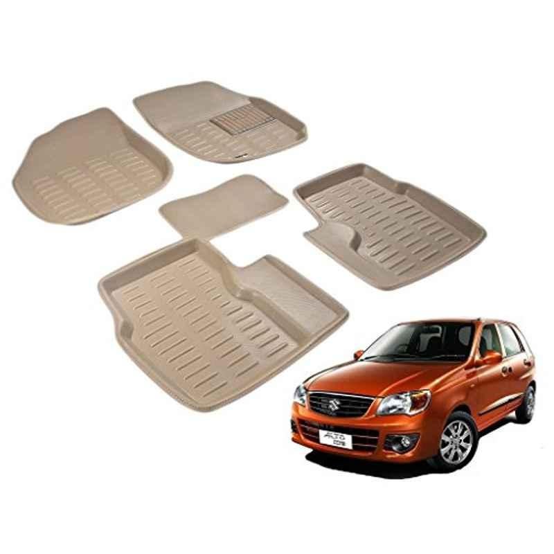 Kozdiko 5 Pcs 3D Beige Car Floor Mat Set for Maruti Suzuki Alto K10, koz_34778