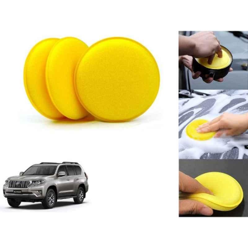 Auto Pearl Polyurethane Beige Washing & Waxing Polish Foam Sponge for Land Cruiser Prado (Pack of 3)